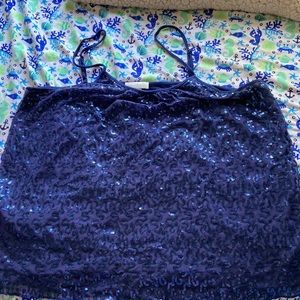 Sequin Navy Blue Strapped Top